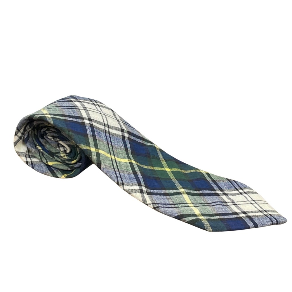 VTG Brooks Brothers Makers Preppy Plaid Cotton Tie Old Money Nautical USA Made - Picture 2 of 6